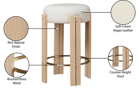 Nova Cream Vegan Leather Upholstered Counter Stool, 1 Piece (Style 3)