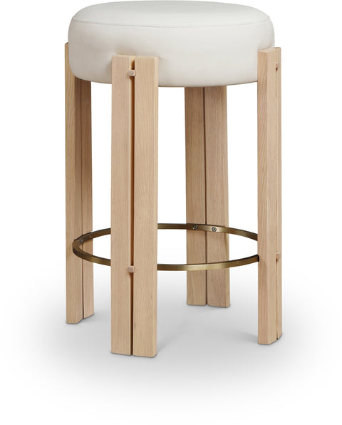 Nova Cream Vegan Leather Upholstered Counter Stool, 1 Piece (Style 3)