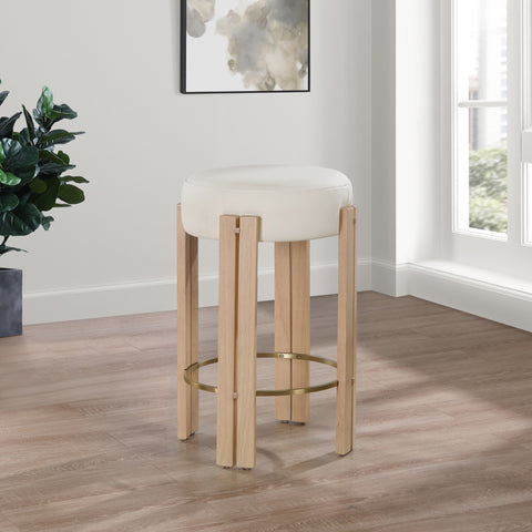 Nova Cream Vegan Leather Upholstered Counter Stool, 1 Piece (Style 3)