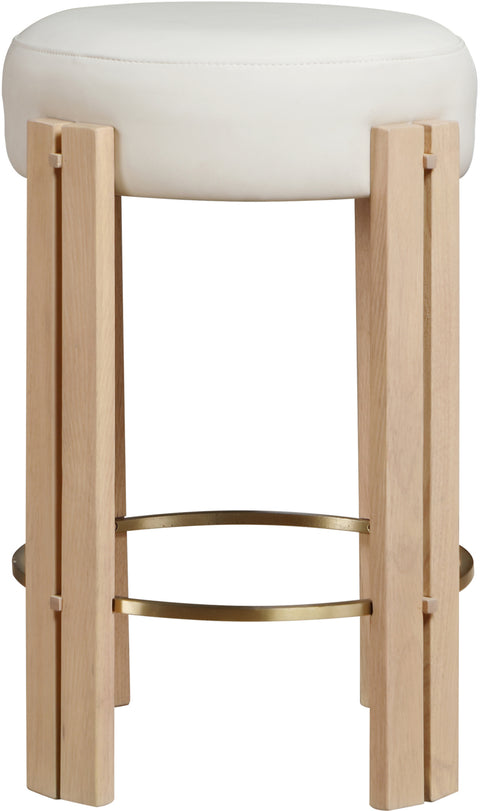 Nova Cream Vegan Leather Upholstered Counter Stool, 1 Piece (Style 3)