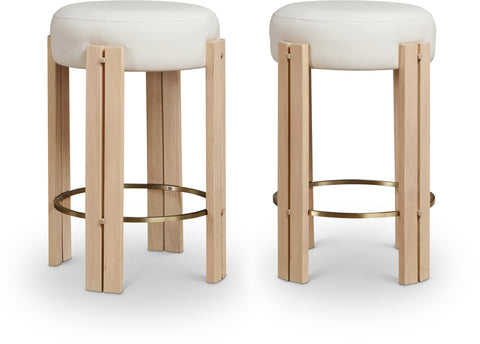 Nova Cream Vegan Leather Upholstered Counter Stool, 1 Piece (Style 3)