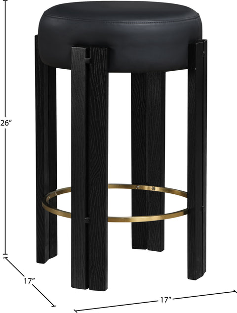 Nova Black Vegan Leather Upholstered Counter Stool, 1 Piece (Style 3)