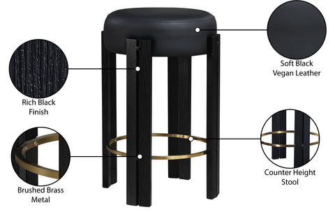 Nova Black Vegan Leather Upholstered Counter Stool, 1 Piece (Style 3)