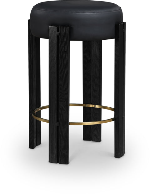 Nova Black Vegan Leather Upholstered Counter Stool, 1 Piece (Style 3)