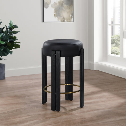 Nova Black Vegan Leather Upholstered Counter Stool, 1 Piece (Style 3)