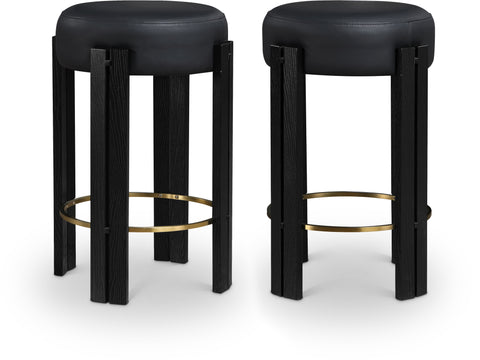 Nova Black Vegan Leather Upholstered Counter Stool, 1 Piece (Style 3)