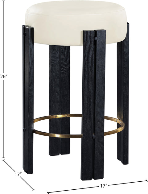 Nova Cream Vegan Leather Upholstered Counter Stool, 1 Piece (Style 4)