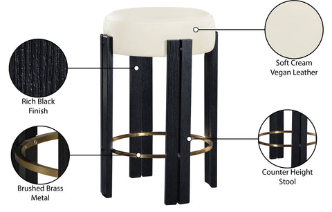 Nova Cream Vegan Leather Upholstered Counter Stool, 1 Piece (Style 4)