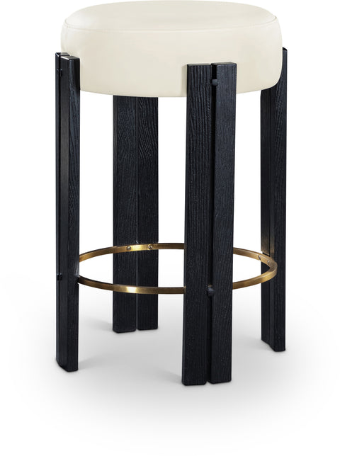 Nova Cream Vegan Leather Upholstered Counter Stool, 1 Piece (Style 4)