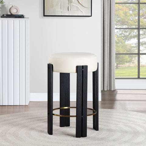 Nova Cream Vegan Leather Upholstered Counter Stool, 1 Piece (Style 4)