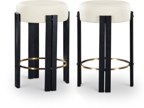 Nova Cream Vegan Leather Upholstered Counter Stool, 1 Piece (Style 4)