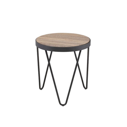 Heibero Bage End Table, Weathered Gray Oak & Metal Finish