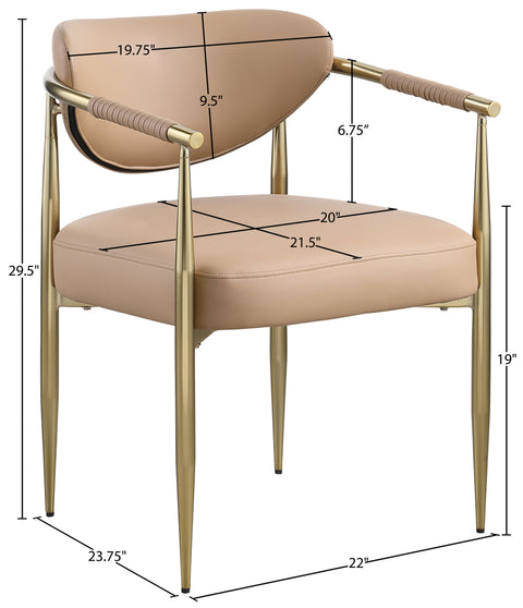 Harlow Tan Vegan Leather Upholstered Dining Chair, 2-Piece