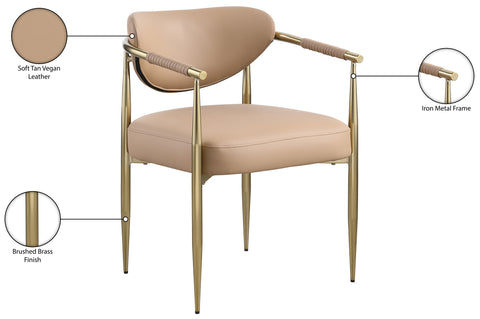 Harlow Tan Vegan Leather Upholstered Dining Chair, 2-Piece