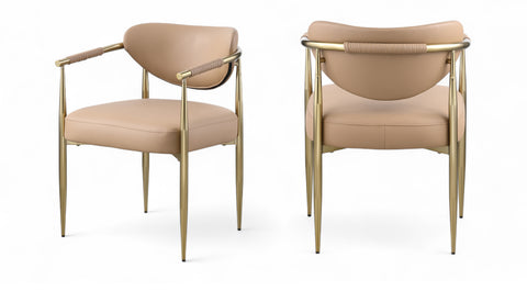 Harlow Tan Vegan Leather Upholstered Dining Chair, 2-Piece