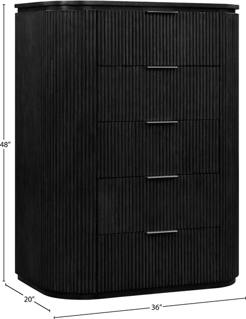 Linden Black Solid Wood And Oak Veneer Chest, 1 Piece