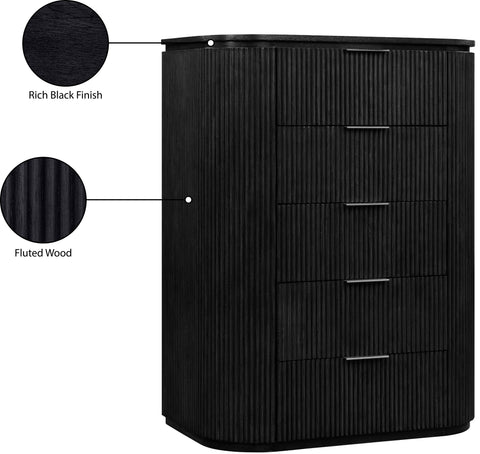Linden Black Solid Wood And Oak Veneer Chest, 1 Piece