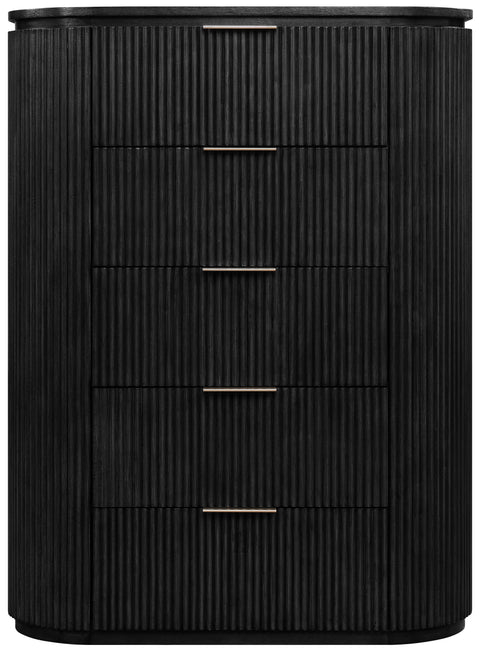 Linden Black Solid Wood And Oak Veneer Chest, 1 Piece