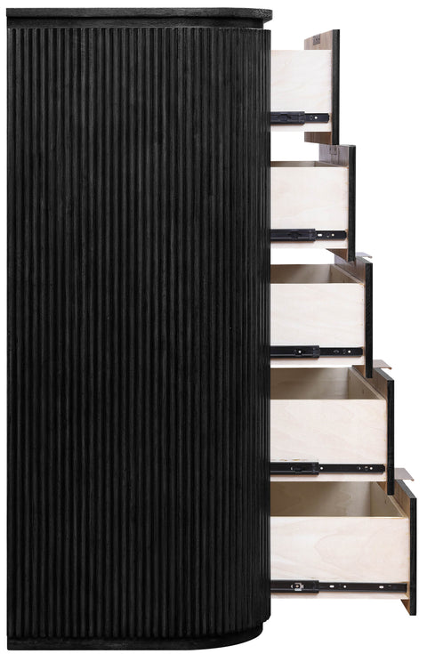 Linden Black Solid Wood And Oak Veneer Chest, 1 Piece
