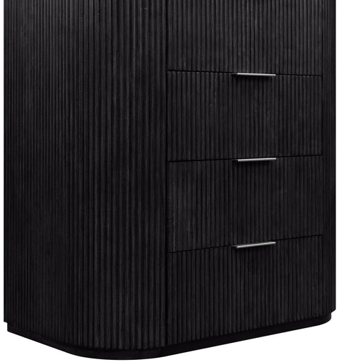 Linden Black Solid Wood And Oak Veneer Chest, 1 Piece