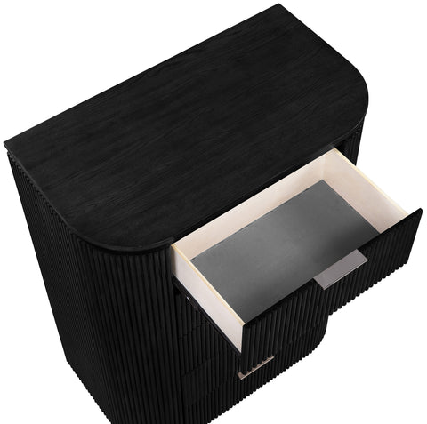 Linden Black Solid Wood And Oak Veneer Chest, 1 Piece