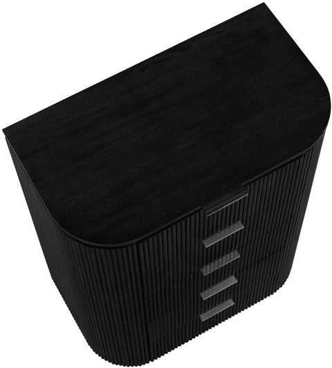 Linden Black Solid Wood And Oak Veneer Chest, 1 Piece
