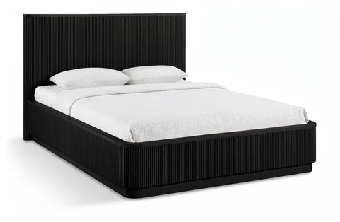 Linden Black Solid Wood And Oak Veneer King Bed, 1 Piece