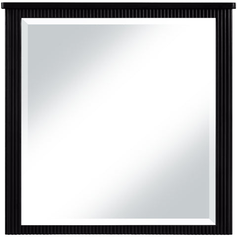 Linden 39.5" Black Solid Wood And Oak Veneer Frame Mirror, 1 Piece