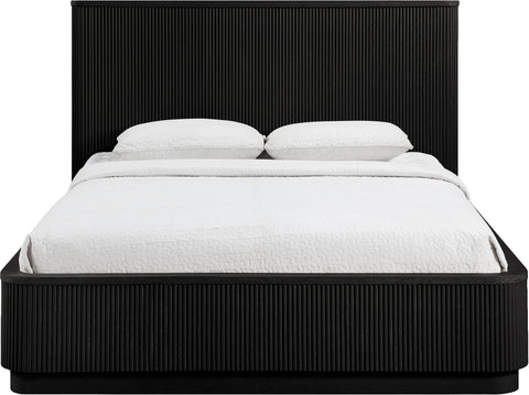 Linden Black Solid Wood And Oak Veneer Queen Bed, 1 Piece