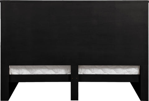 Linden Black Solid Wood And Oak Veneer Queen Bed, 1 Piece