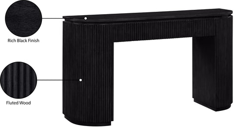 Linden Black Solid Wood And Oak Veneer Console Table, 1 Piece