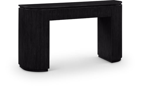 Linden Black Solid Wood And Oak Veneer Console Table, 1 Piece