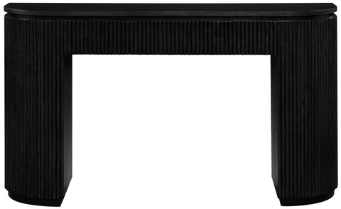 Linden Black Solid Wood And Oak Veneer Console Table, 1 Piece