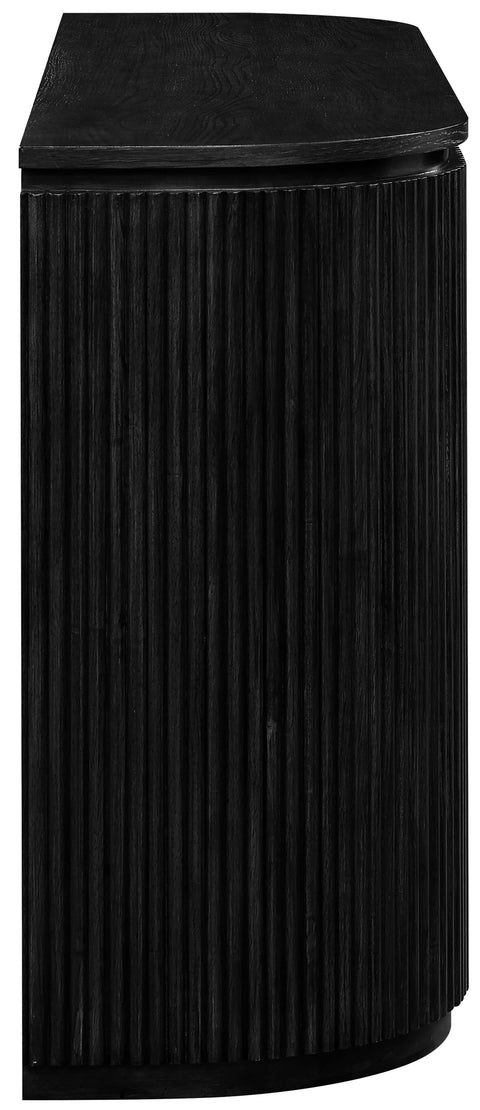 Linden Black Solid Wood And Oak Veneer Console Table, 1 Piece