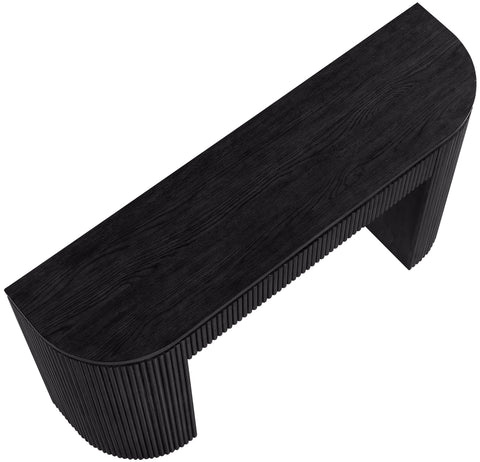 Linden Black Solid Wood And Oak Veneer Console Table, 1 Piece