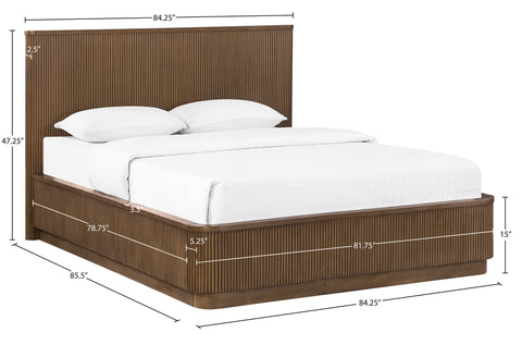 Linden Brown Solid Wood And Oak Veneer King Bed, 1 Piece