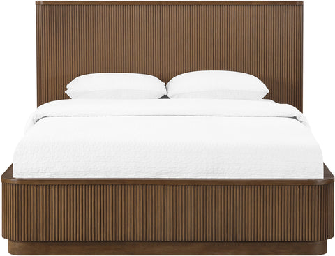 Linden Brown Solid Wood And Oak Veneer King Bed, 1 Piece
