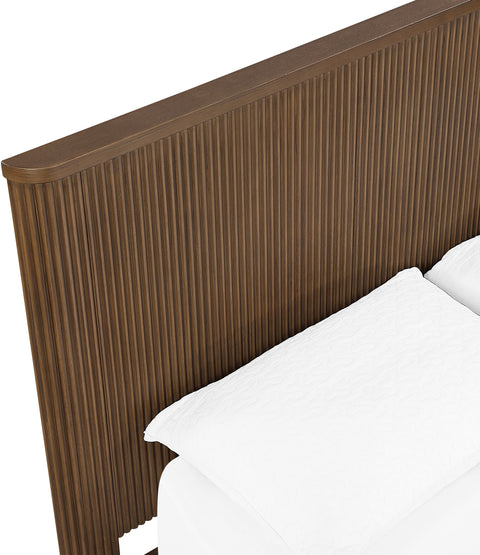 Linden Brown Solid Wood And Oak Veneer King Bed, 1 Piece