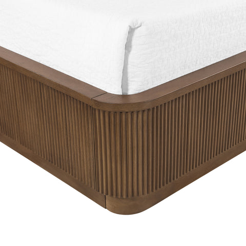 Linden Brown Solid Wood And Oak Veneer King Bed, 1 Piece
