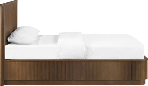Linden Brown Solid Wood And Oak Veneer Queen Bed, 1 Piece