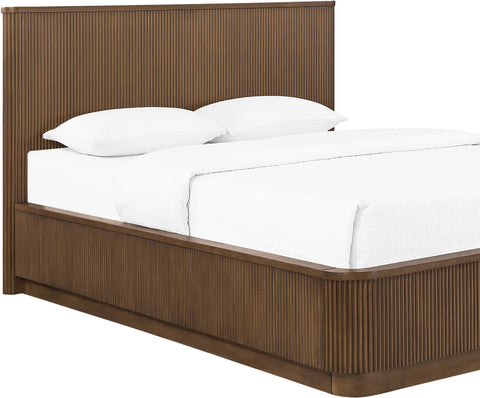 Linden Brown Solid Wood And Oak Veneer Queen Bed, 1 Piece