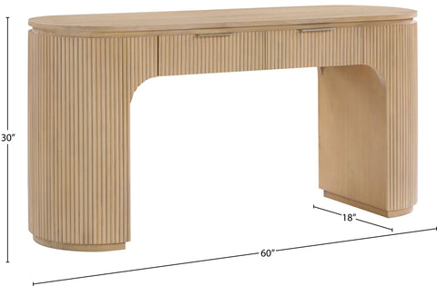 Linden Natural Solid Wood And Oak Veneer Desk, 1 Piece