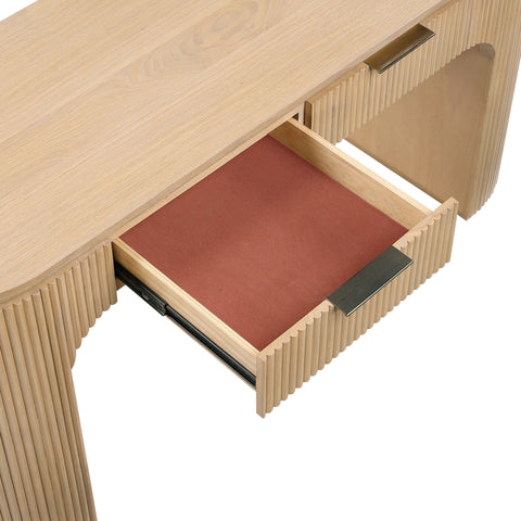 Linden Natural Solid Wood And Oak Veneer Desk, 1 Piece
