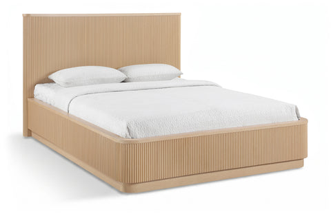 Linden Natural Solid Wood And Oak Veneer King Bed, 1 Piece