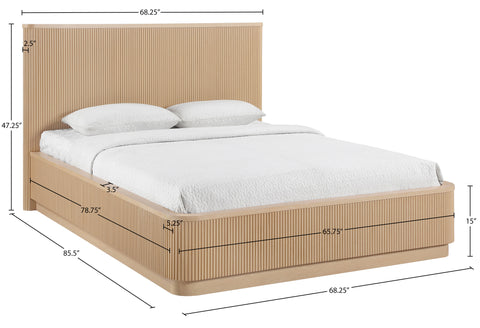 Linden Natural Solid Wood And Oak Veneer Queen Bed, 1 Piece