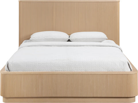 Linden Natural Solid Wood And Oak Veneer Queen Bed, 1 Piece