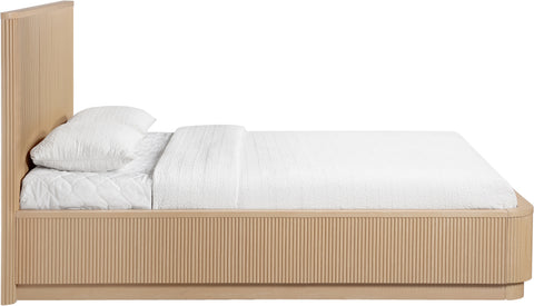 Linden Natural Solid Wood And Oak Veneer Queen Bed, 1 Piece