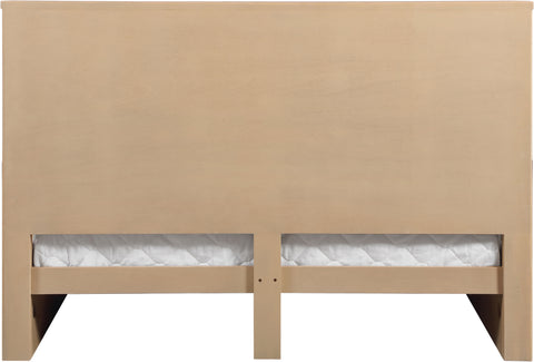Linden Natural Solid Wood And Oak Veneer Queen Bed, 1 Piece