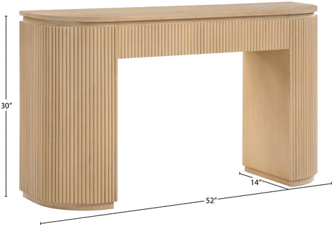 Linden Natural Solid Wood And Oak Veneer Console Table, 1 Piece