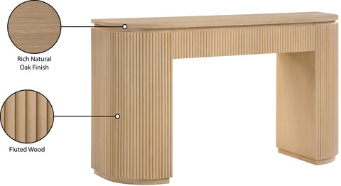 Linden Natural Solid Wood And Oak Veneer Console Table, 1 Piece